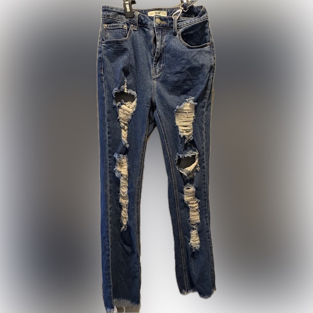 DOGMA Distressed Blue Jeans size 5‎ has an attachment to convert to overalls